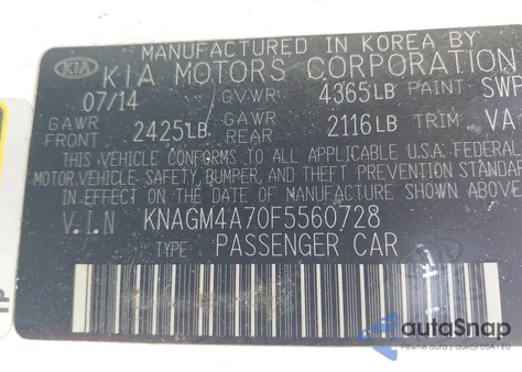 2015 Kia Optima Lx z USA, uszkodzony, nr VIN KNAGM4A70F5560728